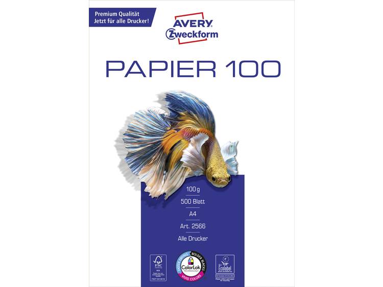 Avery-Zweckform Inkjet Paper Bright White Inkjet printpapier DIN A4 100 g-m² 500 vellen Hoog-wit