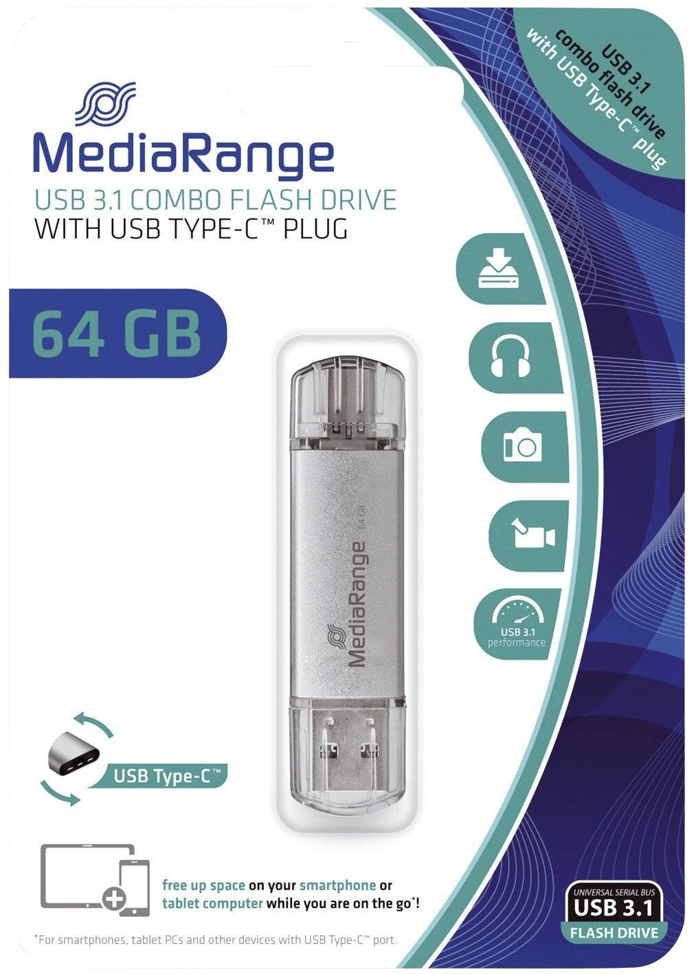 MediaRange USB-stick 64 GB USB 3.1 combo met USB Type-C-3