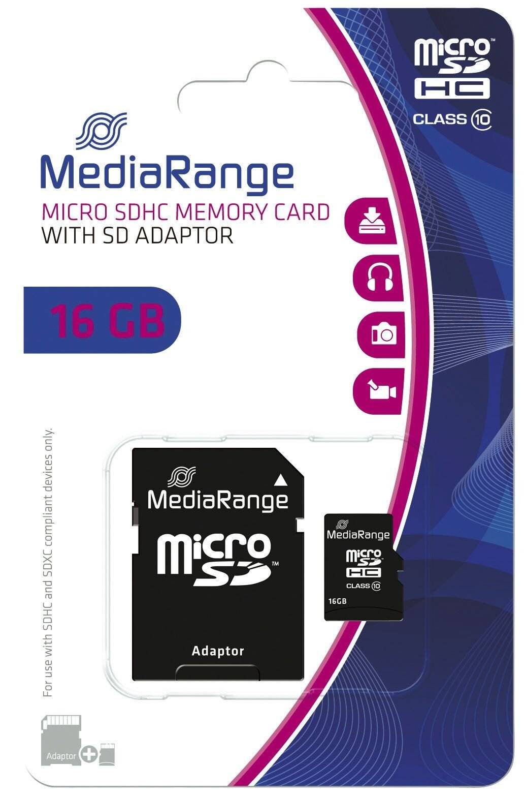MediaRange SD MicroSD-kaart 16GB SD CL.10 incl. adapter-8