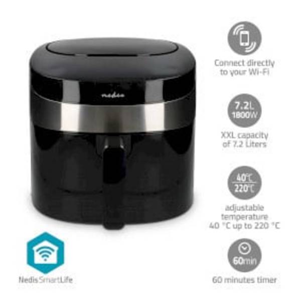 SmartLife Heteluchtfriteuse | Wi-Fi | 7,2 l | Tijdschakelaar: 240 min | Aantal vooraf ingestelde programma's: 8 |