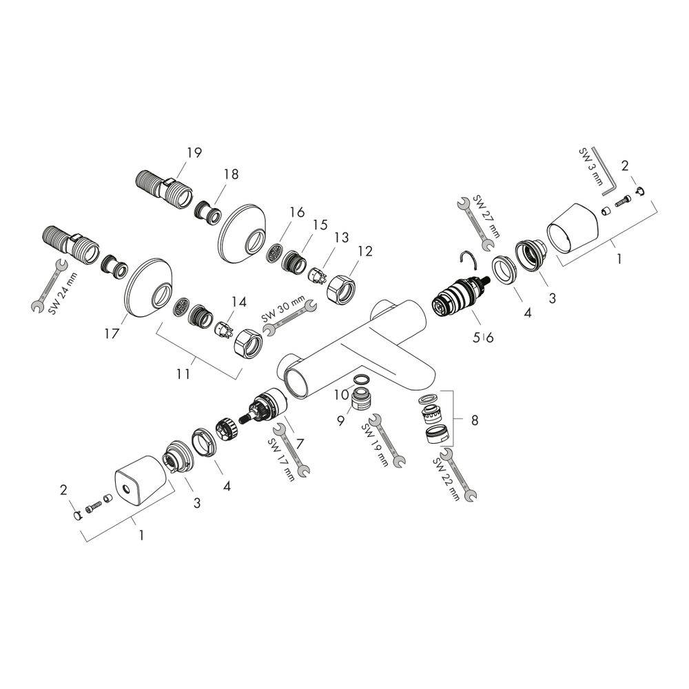 Hansgrohe Ecostat Universal opbouw badthermostaat chroom-1