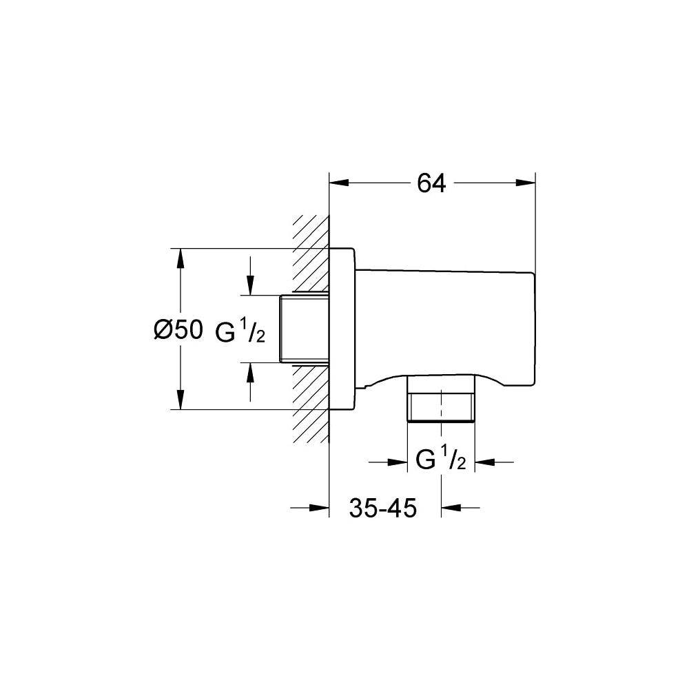 Grohe 27057000 wandaansluitbocht m. ronde rozet4005176830457-2