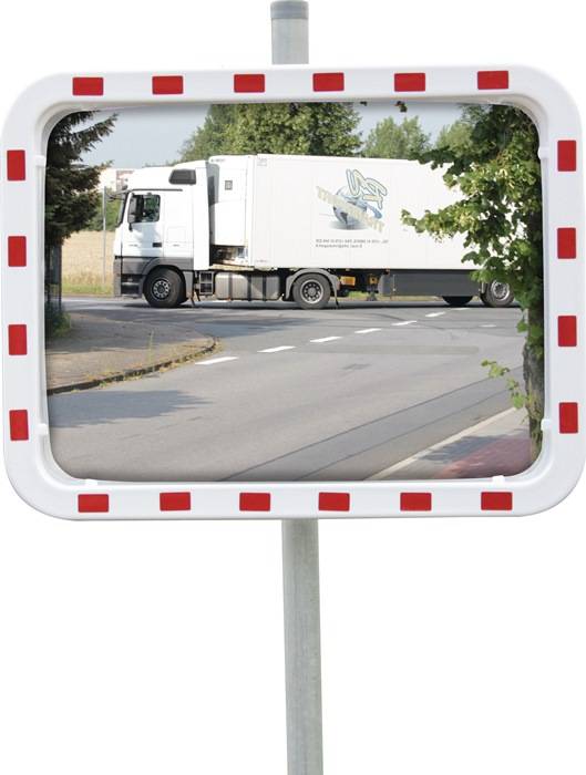 Verkeersspiegel H600xB800mm kunststof, rood/wit 22 m-0