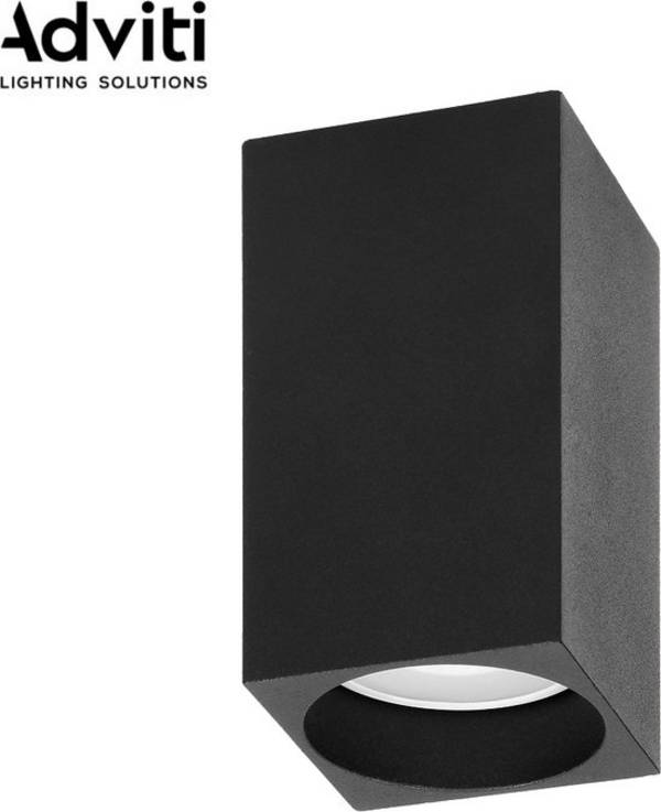 Adviti BARBRA Vierkante opbouwspot - Downlight - Zwart - GU10 - Aluminium behuizing