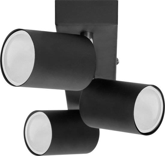Plafondlamp geschikt voor 3 spotjes - Draaibare Opbouwspot - Ook geschikt als Wandlamp binnen - Doa Sp 3 - Zwart-4