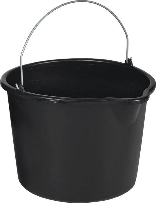 Bouwemmer 12 l met tuit zwart polyethyleen-1