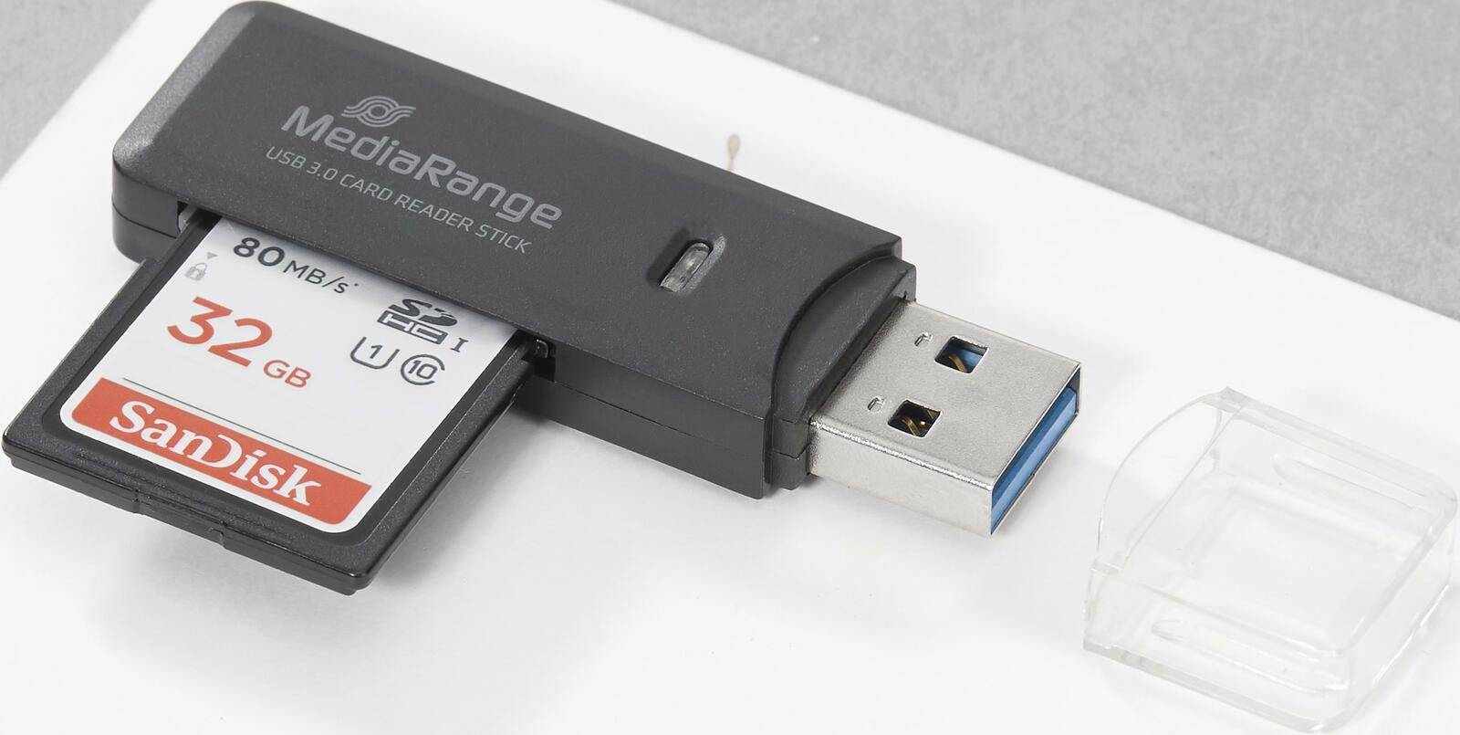 MediaRange USB 3.0 geheugenkaartlezerstick, zwart-0