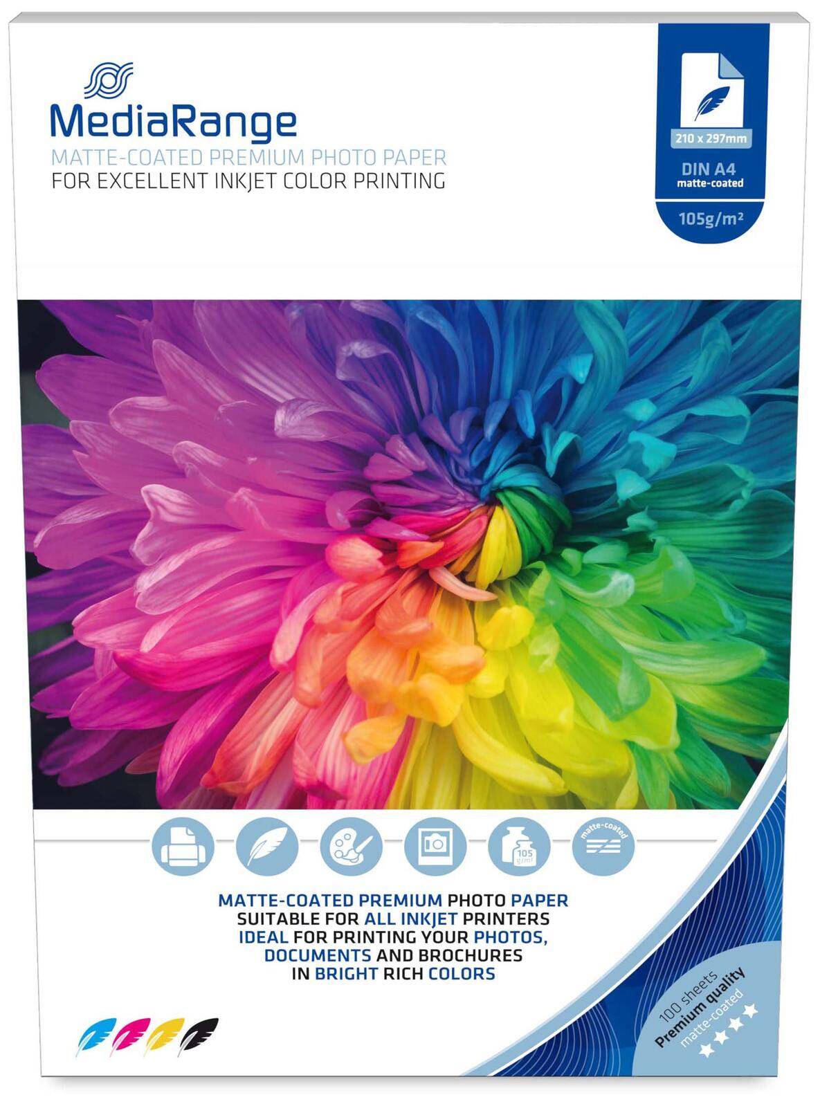 MediaRange fotopapier mat voor inkjetprinten. 105 g 100 vellen-0
