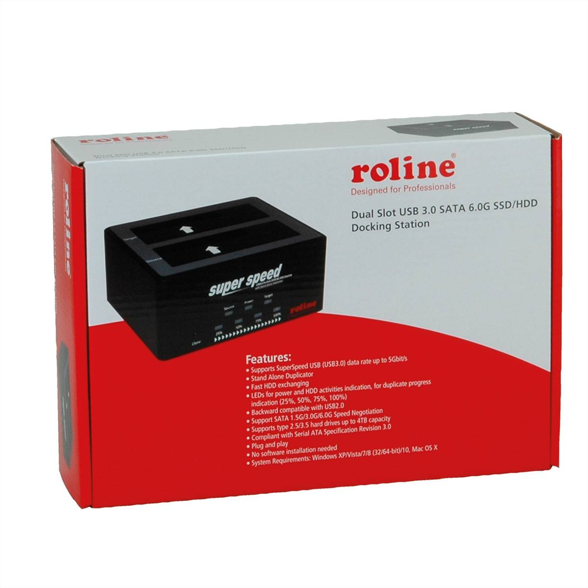 ROLINE 2.5" / 3.5" SATA HDD/SSD Docking Station, USB 3.2 Gen 1, HDD-kloonfunctie-1