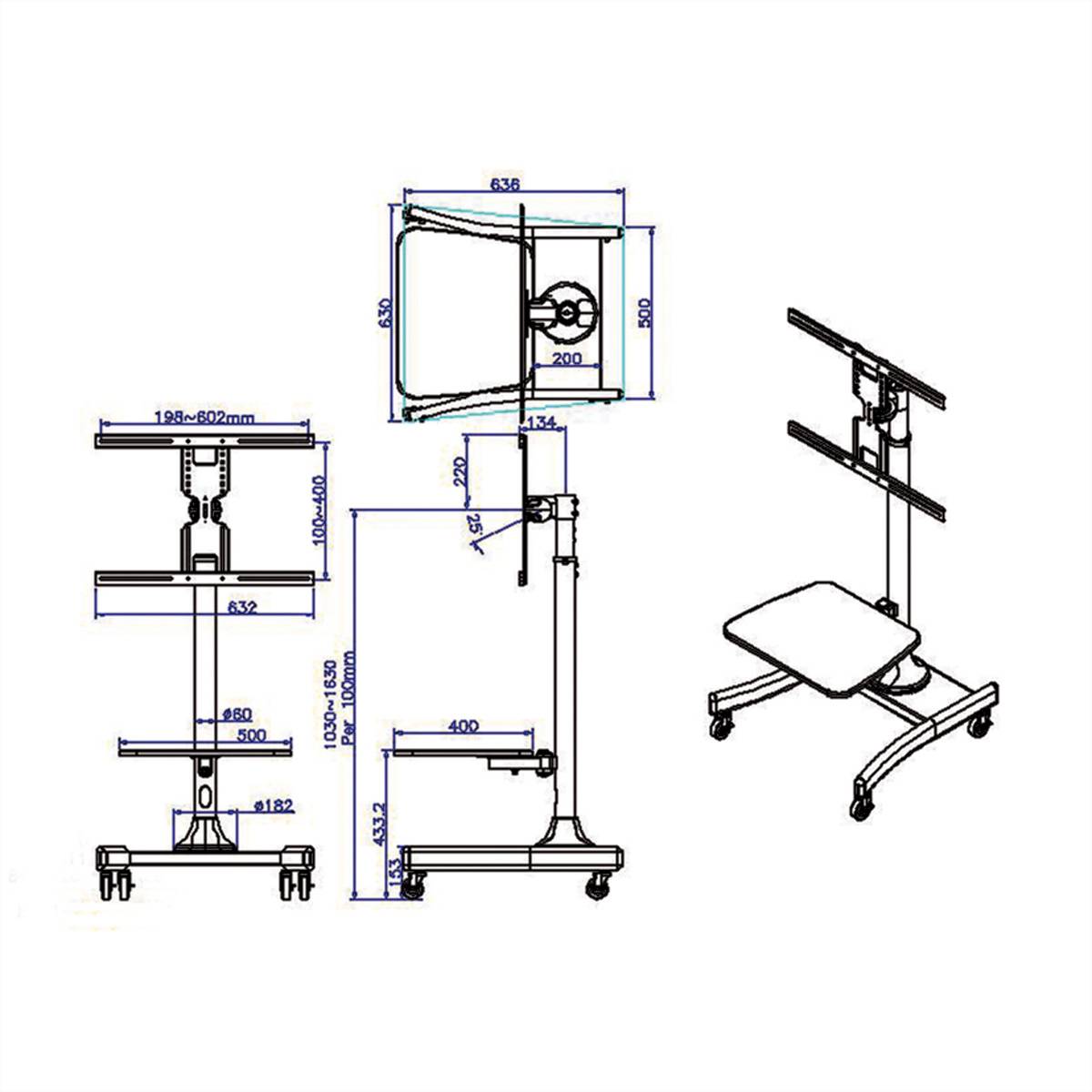 VALUE LCD/TV rolstandaard, tot 35 kg (27" tot 47"), zwart-1