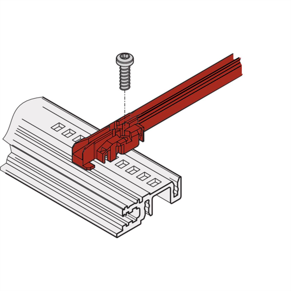 SCHROFF geleiderail accessoire type, PC, 220 mm, 2 mm groefbreedte, rood, 10 stuks-1