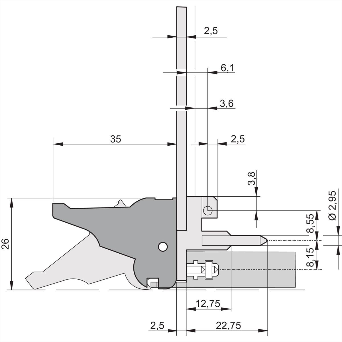 Schroff beugelhandgreep type IEL, grijze hendel, zwarte knop, boven, 10 st.-1