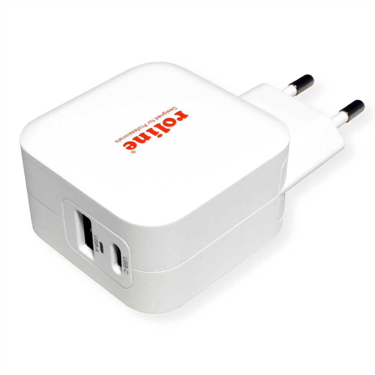 ROLINE USB Oplader met Eurostekker, 2 poorten (Type-A QC3.0, Type-C PD), 38W-1