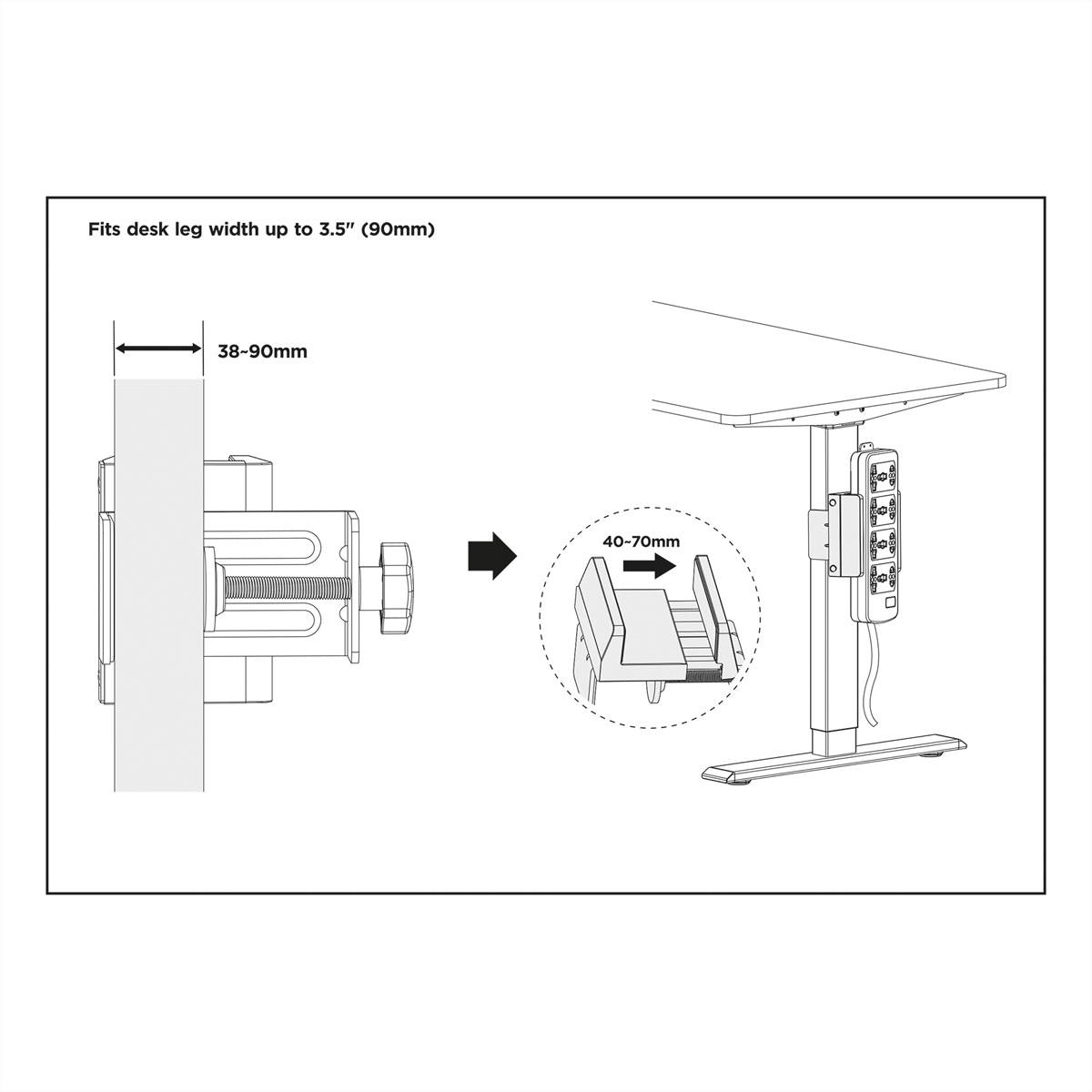 VALUE tafelpoot klem voor stekkerdoos, wit-2