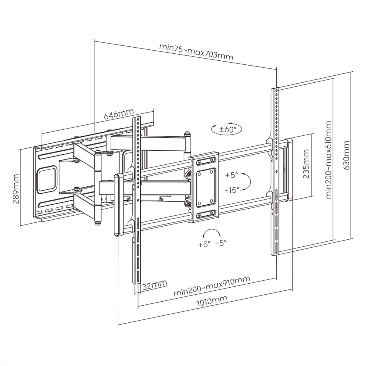VALUE TV muurbeugel, flexibel , < 120 kg, < 304,8 cm / 120"-1
