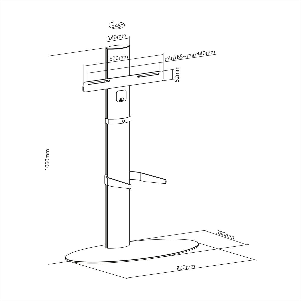 ROLINE LCD/TV meubel, tot 40 kg, zilver-4