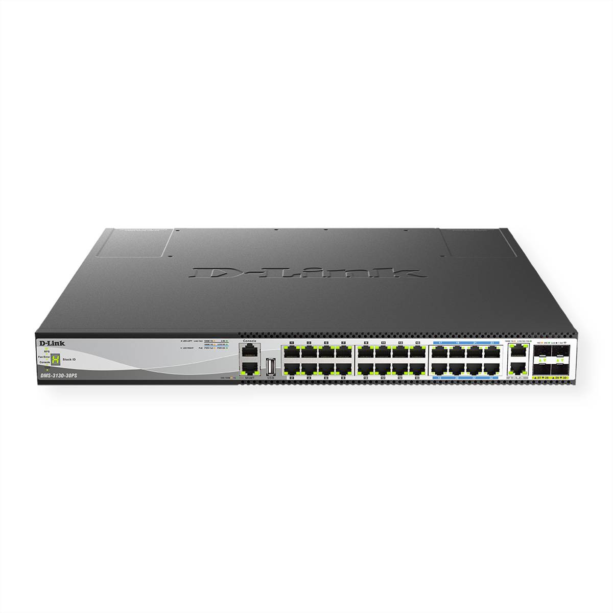 D-Link DMS-3130-30PS/E 30-Poorts Layer 3, PoE 740W Multi-Gigabit Stack Switch-0
