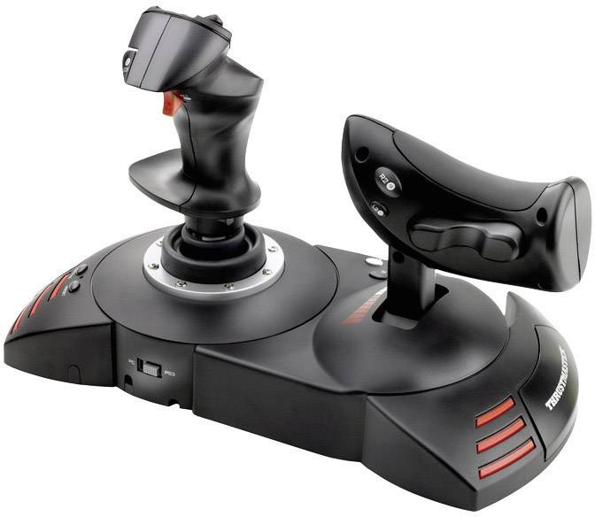 Joysticks voor vluchtsimulaties met knoppen en hendels, ontworpen voor realistische besturingservaringen in computerspellen.
