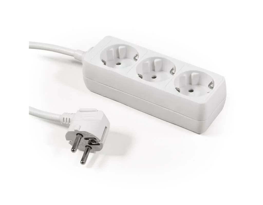 Stekkerdoos met 1,5 meter kabel - Verdeeldoos horizontaal 3-voudig - Verdeeldoos met randaarde - Wit-0