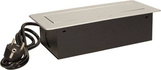 Stekkerdoos met 3 stopcontacten - 1.5 meter kabel - RVS afwerking - 230 Volt - voor max. 3680 Watt - Zilver-1