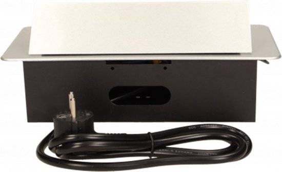 Stekkerdoos met 3 stopcontacten - 1.5 meter kabel - RVS afwerking - 230 Volt - voor max. 3680 Watt - Zilver-4