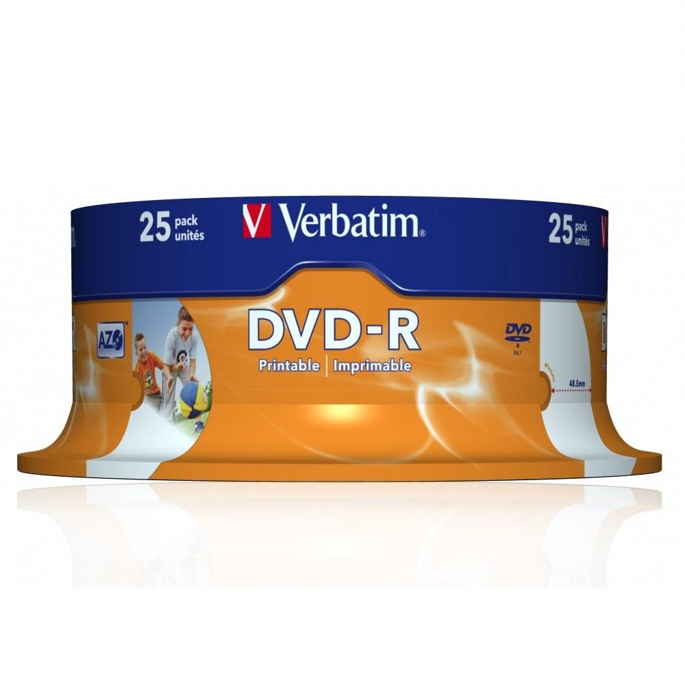Verbatim DVD-R Wide Inkjet Printable discs op spindel - 16-speed - 4,7 GB / 25 stuks-0