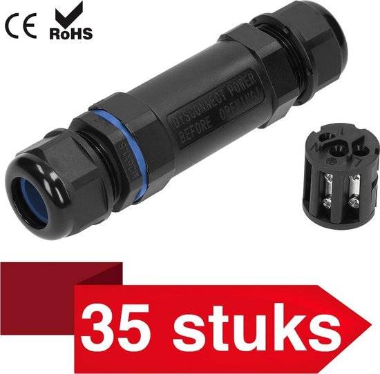 35 Stuks - Kabelverbinder "Mega" professionele kwaliteit - IP68 - 450Vac, 30A Max. - Stekker 3-polig - Max. 6.0mm²-0