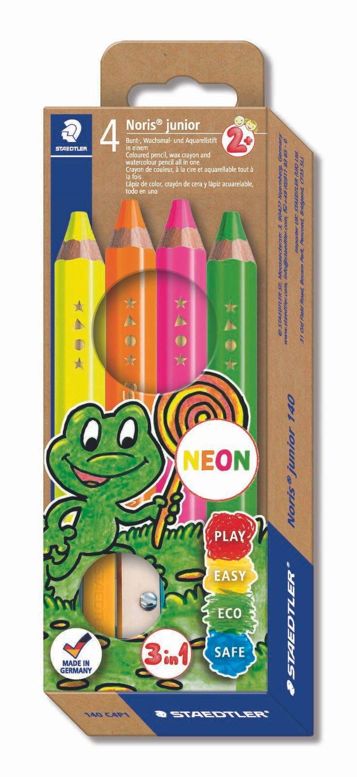 STAEDTLER Noris junior neonkleurige kleurpotloden, 4 kleuren + puntenslijper-0