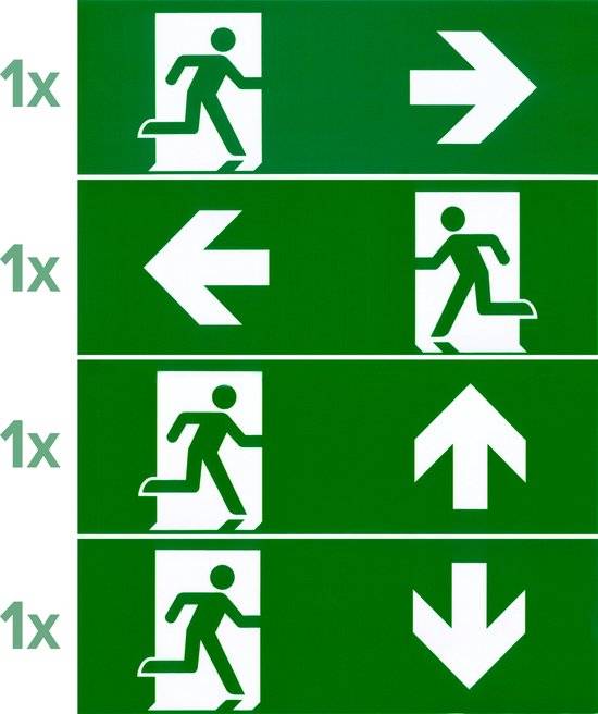 Noodverlichting led opbouw - Vluchtwegverlichting met 4 richtingsetiketten - Wit-1