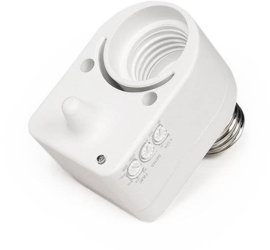 PIR Bewegingsmelder voor E27 fitting voor binnen met detectiehoek 360° - Bewegingsdetector voor fittingen tot 60W - Wit-0