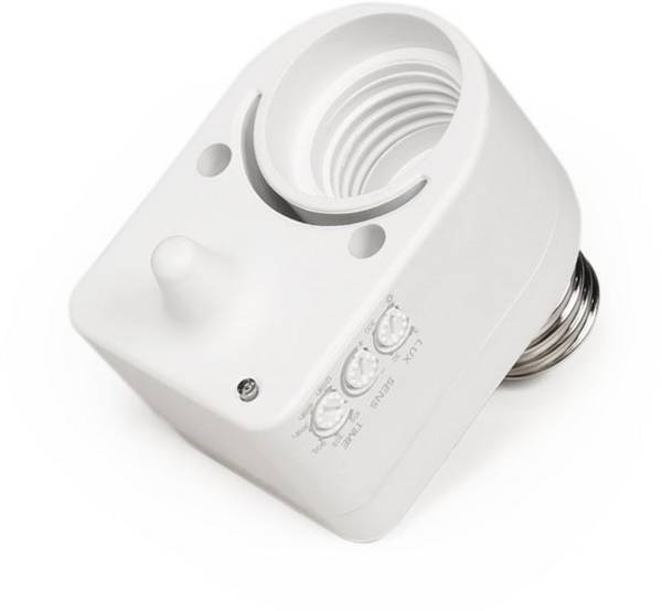 PIR Bewegingsmelder voor E27 fitting voor binnen met detectiehoek 360° - Bewegingsdetector voor fittingen tot 60W - Wit