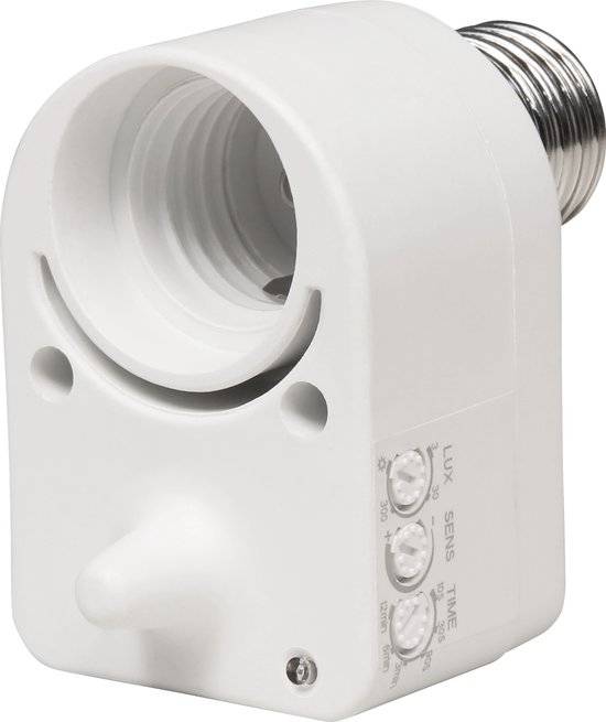PIR Bewegingsmelder voor E27 fitting voor binnen met detectiehoek 360° - Bewegingsdetector voor fittingen tot 60W - Wit-1