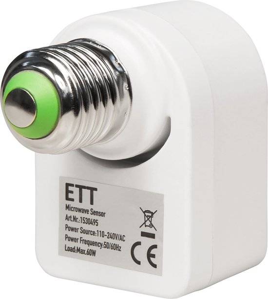 PIR Bewegingsmelder voor E27 fitting voor binnen met detectiehoek 360° - Bewegingsdetector voor fittingen tot 60W - Wit-2