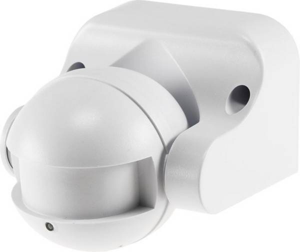 Bewegingssensor voor buiten met detectiehoek 180° tot 15 meter - 3-draads aansluiting tot 1200 W - IP44 - Wit