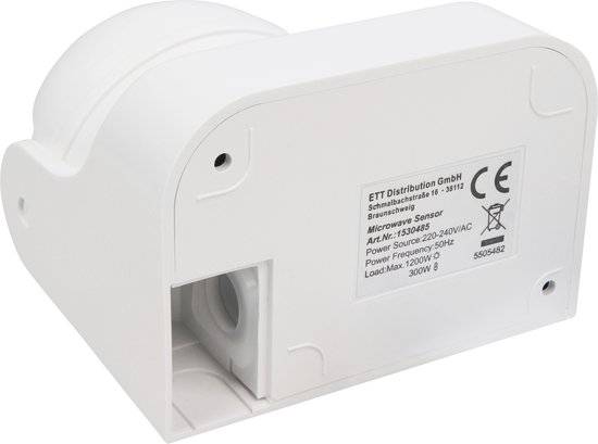 PIR Bewegingssensor Opbouw IP44- binnen en buiten - detectiehoek 180° - Bewegingsdetector met 3-draads aansluiting - Wit-4