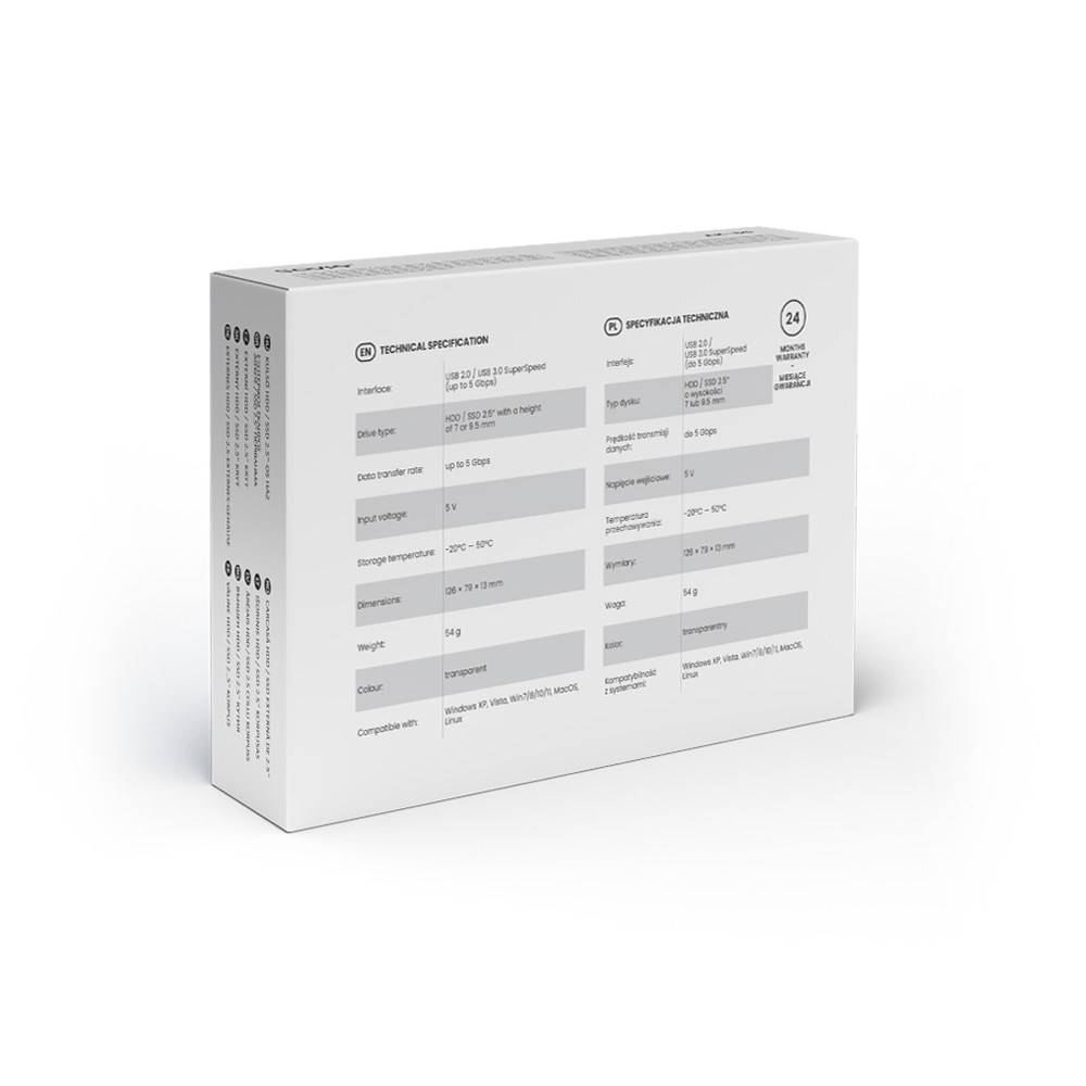 Savio 2,5" externe HDD/SSD-behuizing, USB 3.0, transparant, AK-66-3