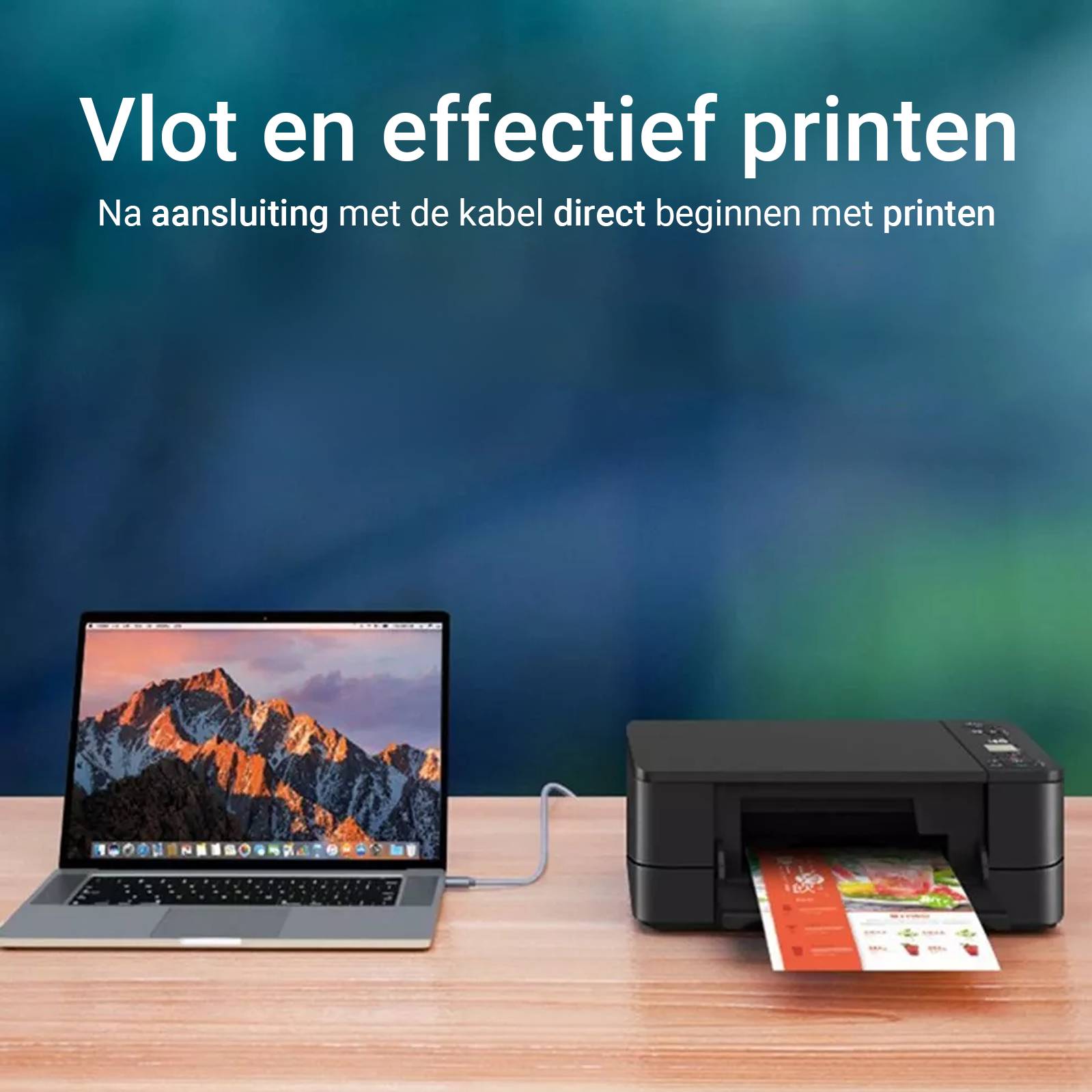 Qost - USB-C naar Printerkabel - USB-B naar USB-C - 2 meter - Spacegrey-2