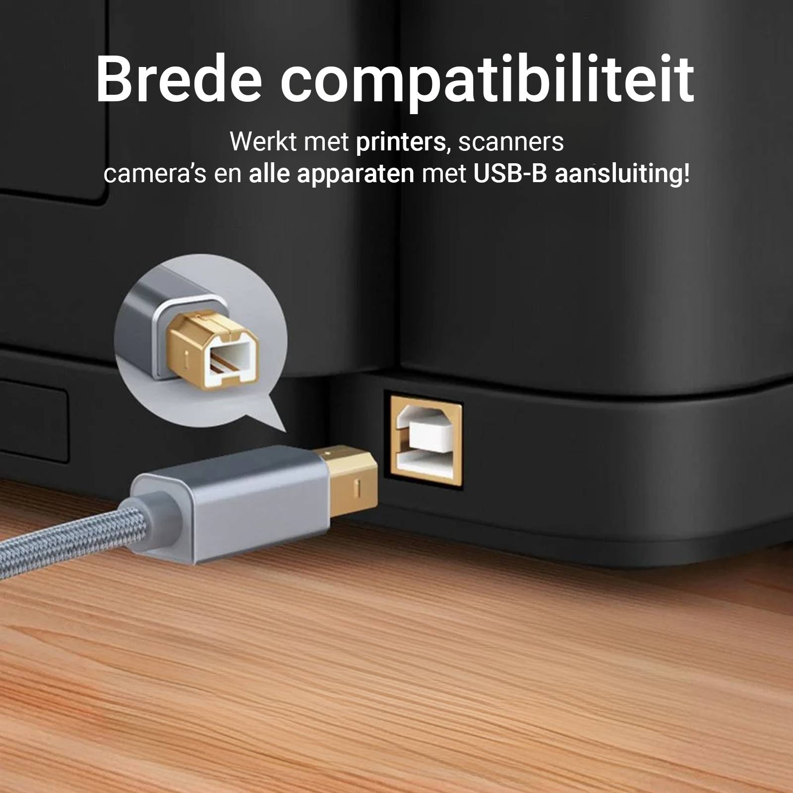 Qost - USB-C naar Printerkabel - USB-B naar USB-C - 2 meter - Spacegrey-3