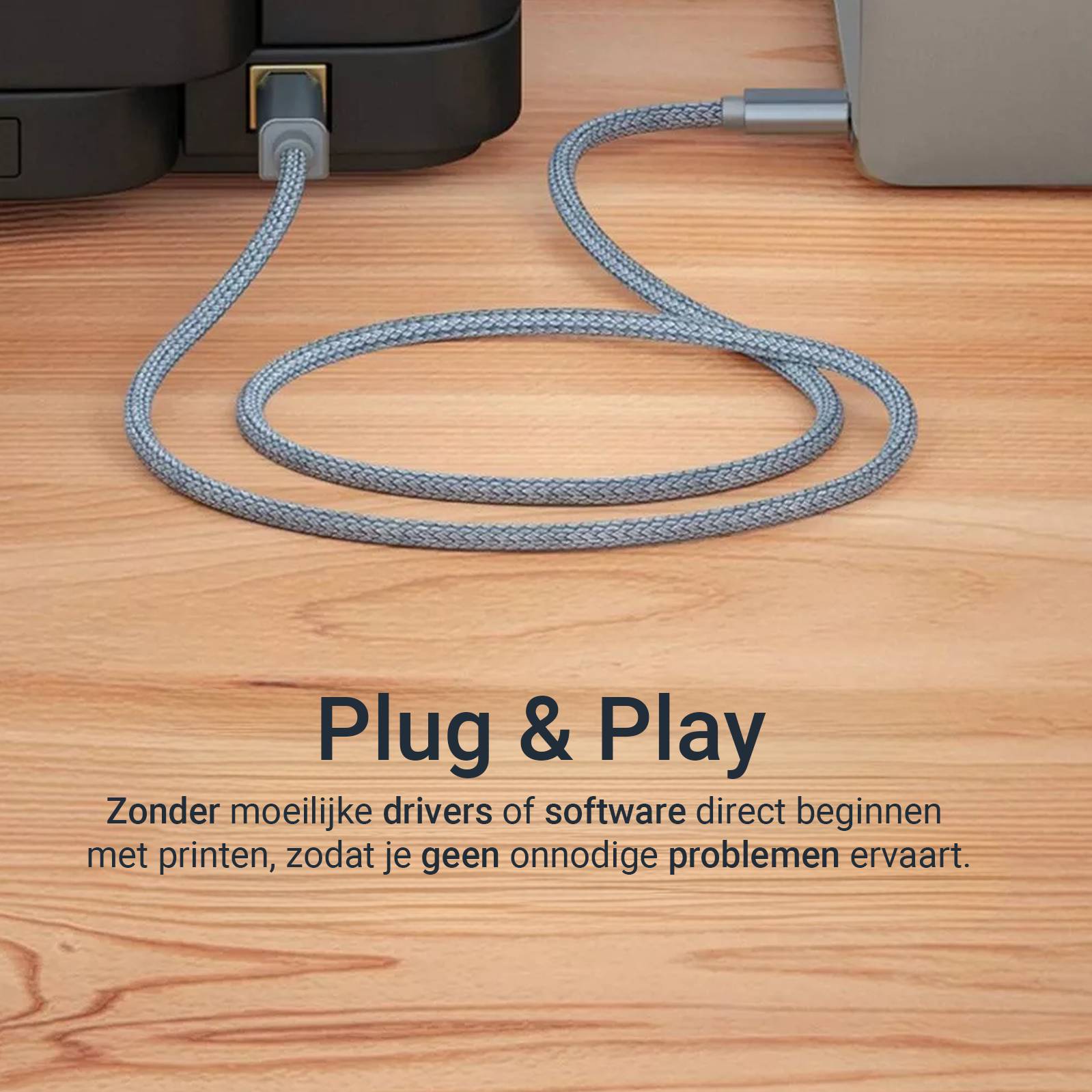 Qost - USB-C naar Printerkabel - USB-B naar USB-C - 2 meter - Spacegrey-4
