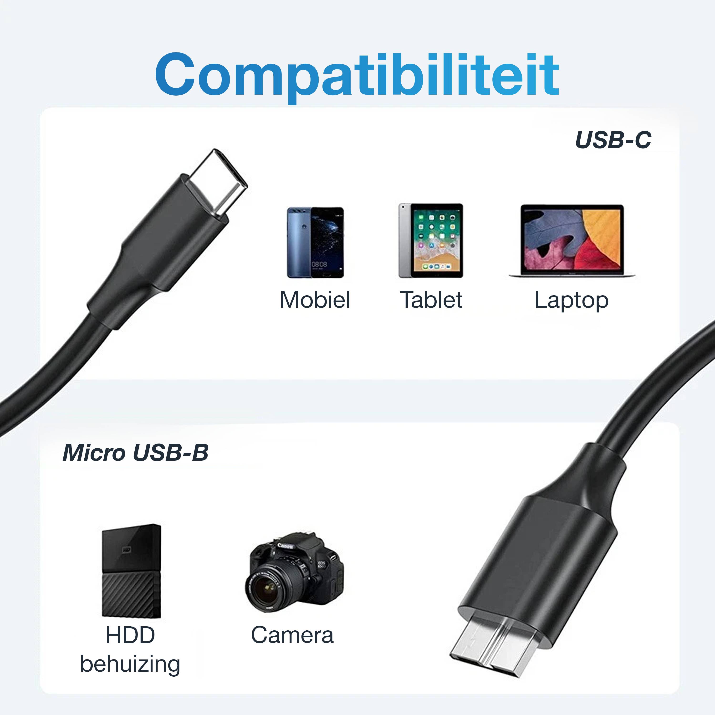 Qost - USB-C naar Micro USB-B kabel - 1 Meter-1
