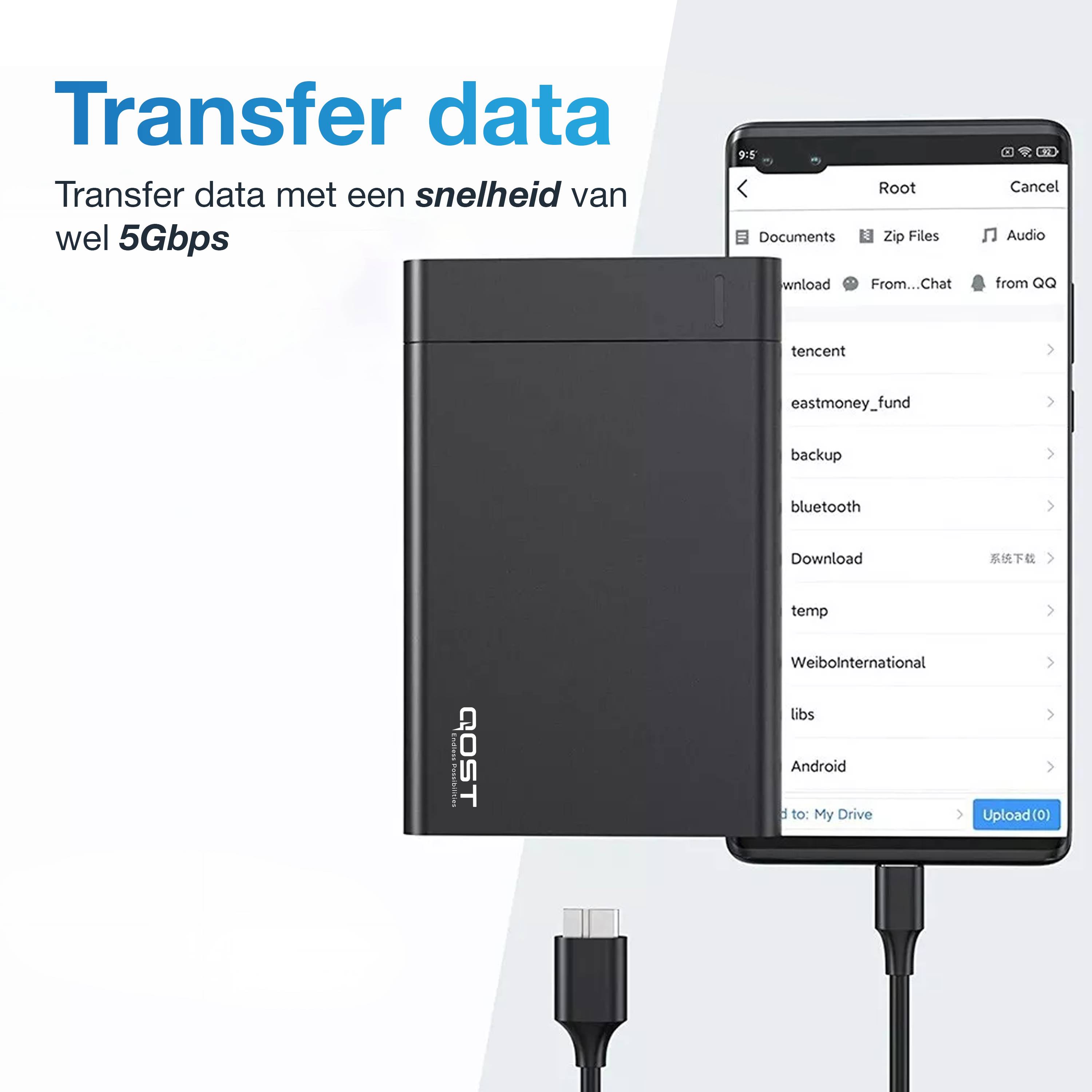 Qost - USB-C naar Micro USB-B kabel - 1 Meter-3