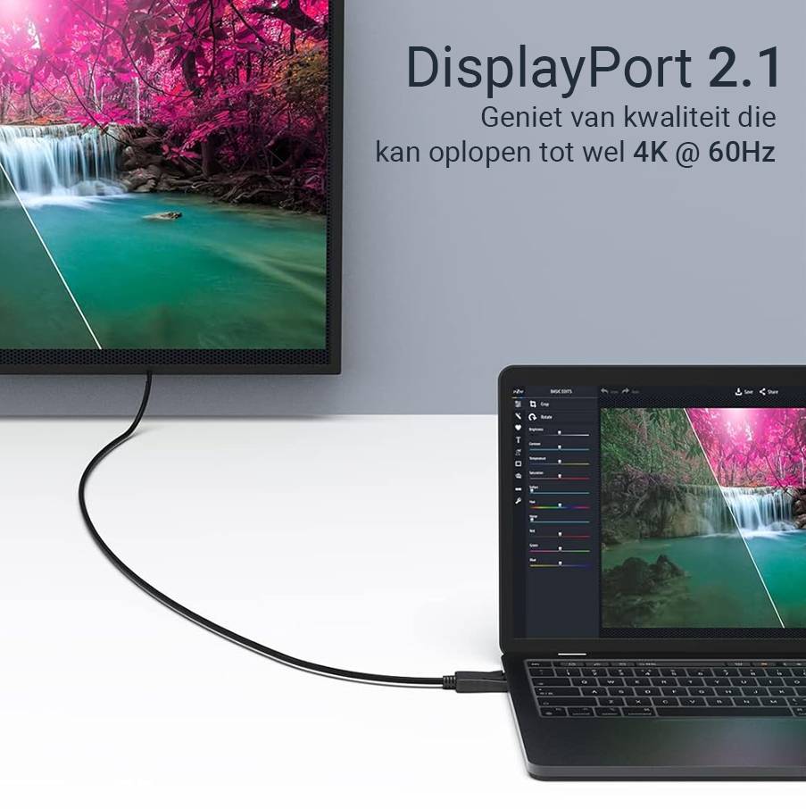 Qost - Displayport naar Displayport Kabel - 1.8 Meter - Zwart-2