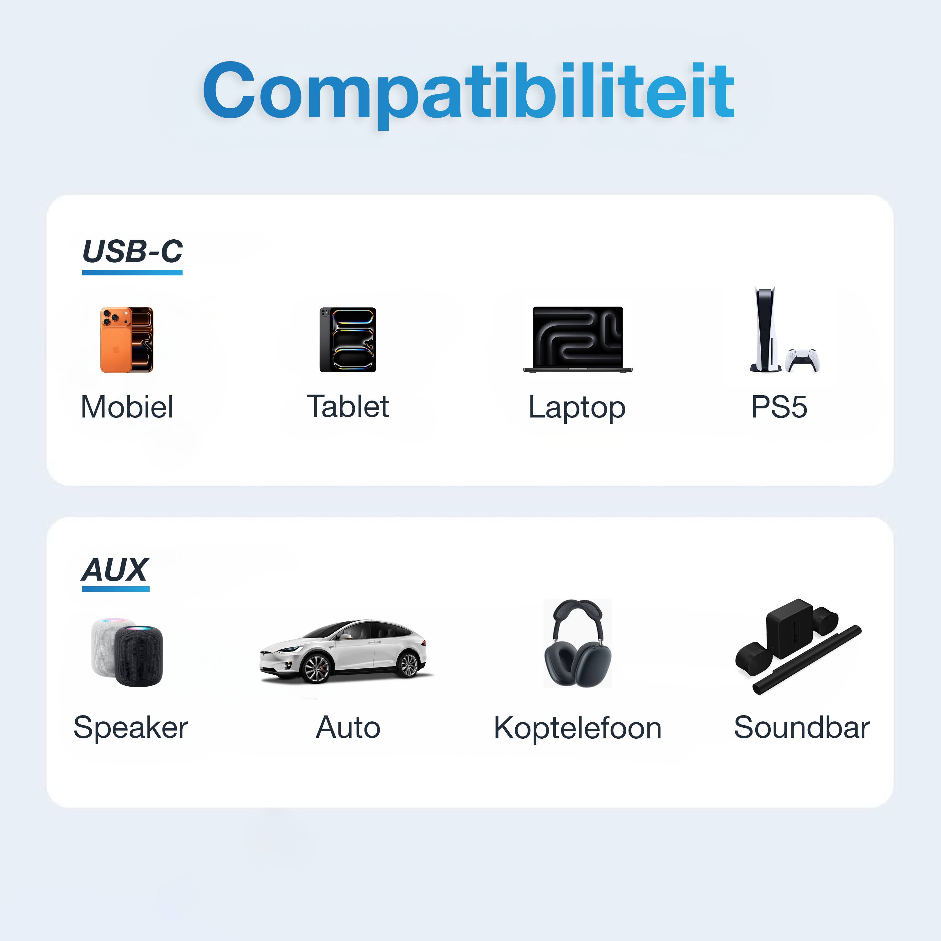 Qost - USB-C naar Aux Kabel - 1 meter - Spacegrey-3