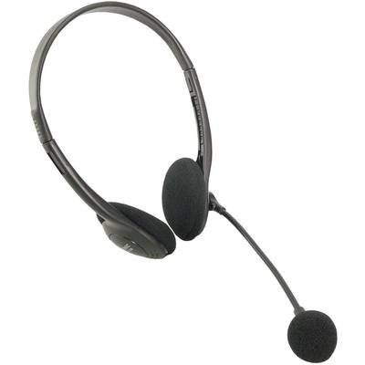 LogiLink HS0001 On Ear headset Kabel Computer Stereo Zwart  Volumeregeling