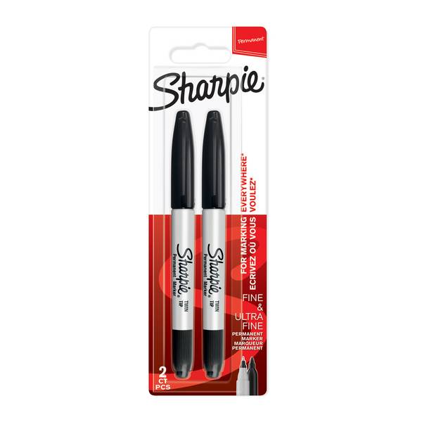 Sharpie Marker Twin Tip Zwarte blisterverpakking met 2 stuks