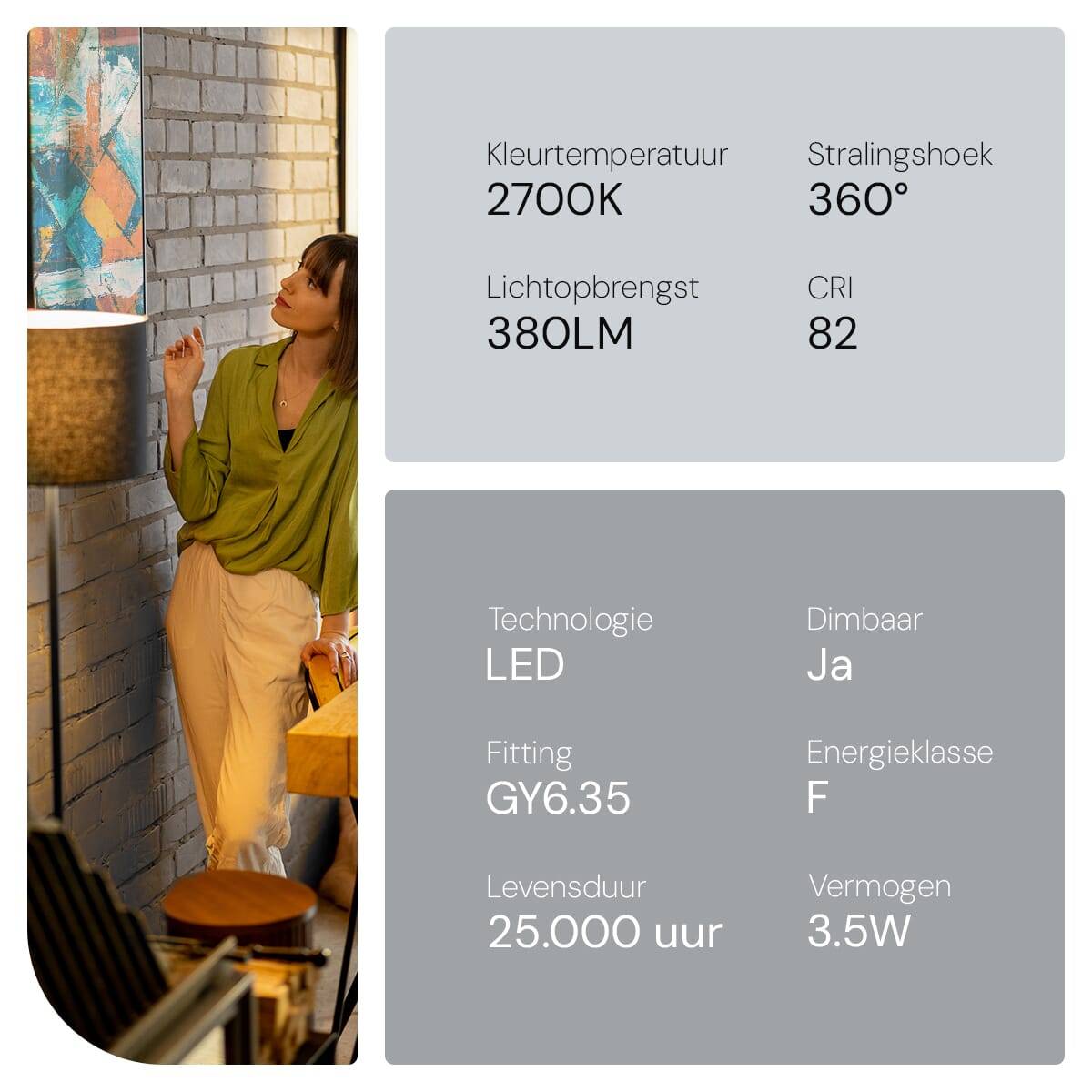 SPL GY6.35 LED Lamp 3.5W Dimbaar - Warm Wit - 380lm - LED T17 Buislamp - 5 Stuks-3