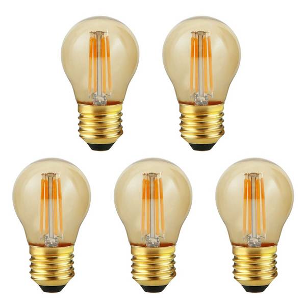 SPL E27 LED Lamp 4W Dimbaar - CRI 90 - Goud - Extra Warm Wit - LED Filament G45 - Amber - Vervangt 26W - 5 Stuks