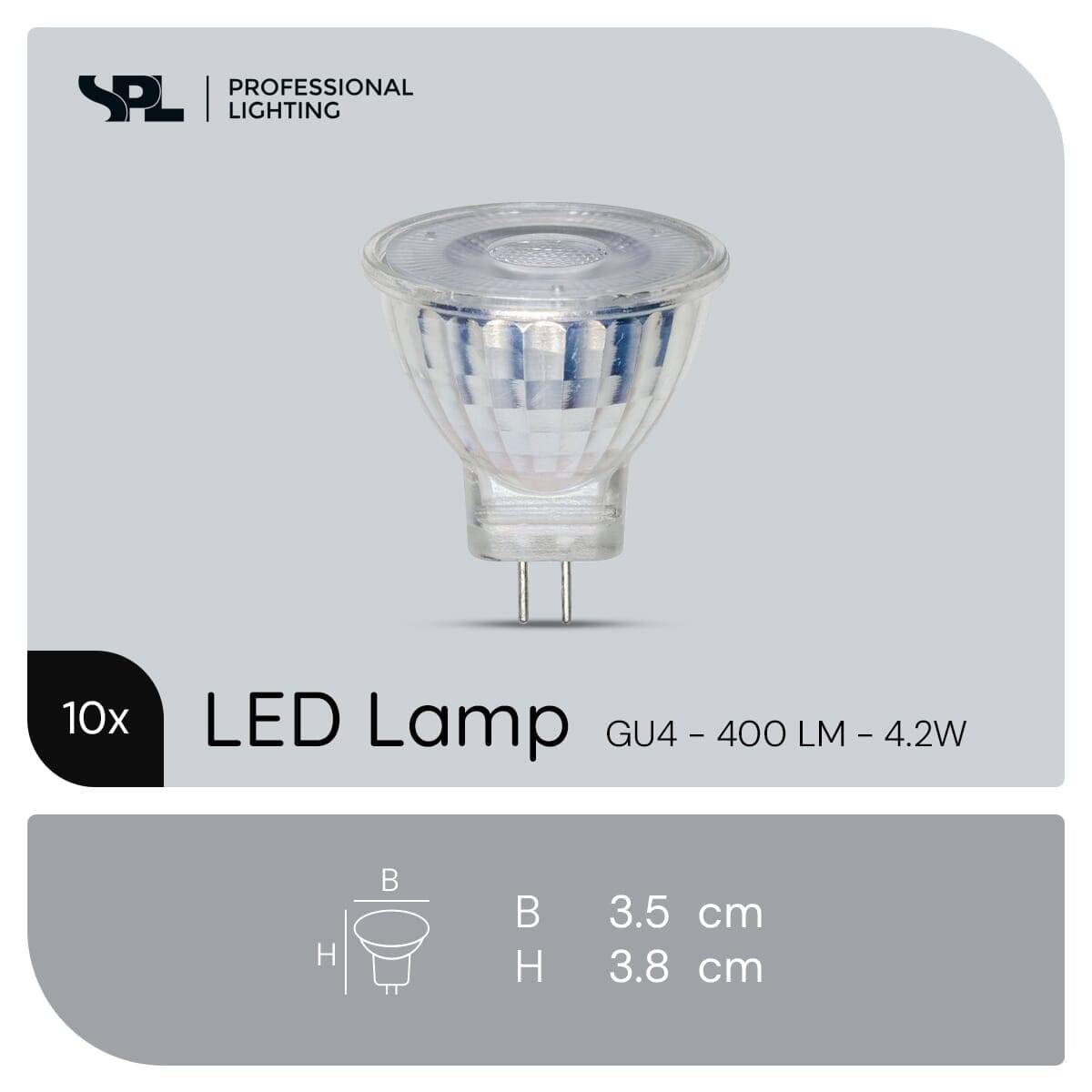SPL GU4 LED Lamp 4.2W - Warm Wit - 345lm - Led Spot MR11 - Vervangt 40W - 10 Stuks-4