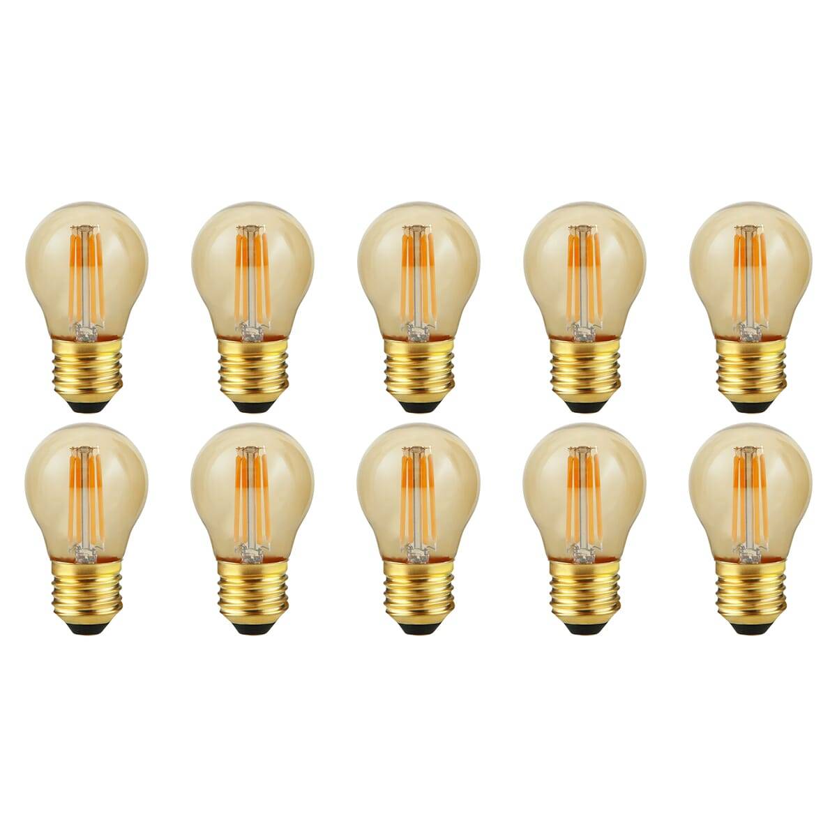 SPL E27 LED Lamp 4W Dimbaar - CRI 90 - Goud - Extra Warm Wit - LED Filament G45 - Amber - Vervangt 26W - 10 Stuks-0