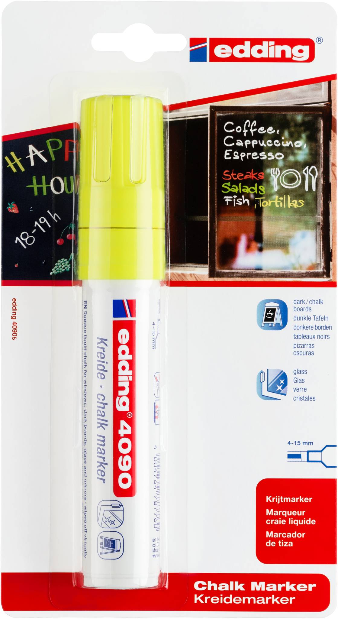 Edding 4090 Krijtmarker Neon-geel 4 mm, 15 mm-4
